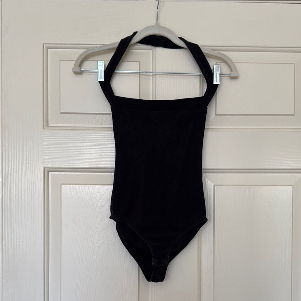 Black Knit Halter Bodysuit